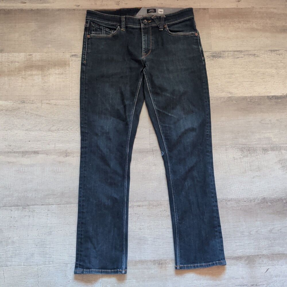Volcom Vorta Men's Slim Straight Dark Wash Denim Jeans Size 32 Casual Pants